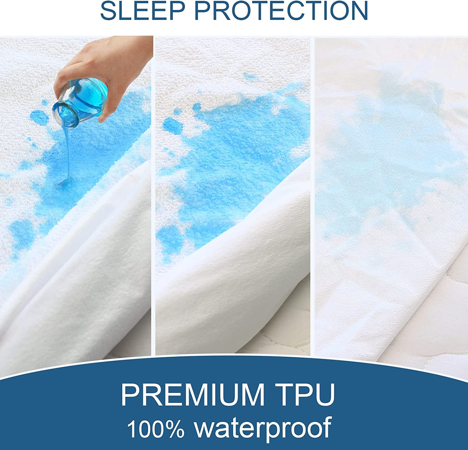 Queen Mattress Protector Waterproof Cover Absorbent Fitted Sheet up - 18'' Deep Pocket Mattress Cover Queen Size Bed Sheets, Terry Machine Wash Protection Mattress Protector Queen