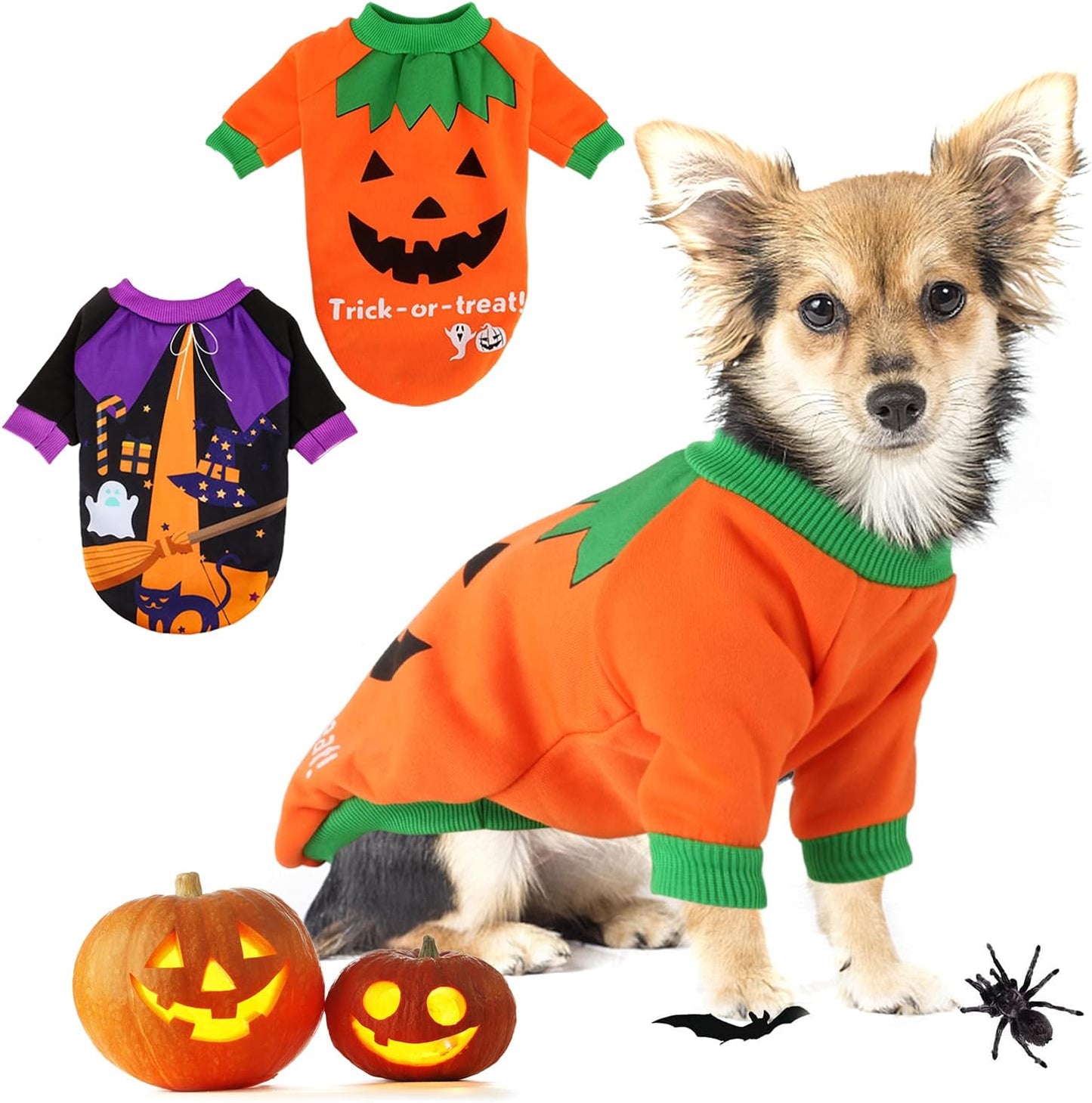 Dog Halloween Shirt Pet Pumpkin Costumes Pet Clothes Funny T-Shirt for Small Dogs and Cats Halloween Cosplay Holiday Festival Party